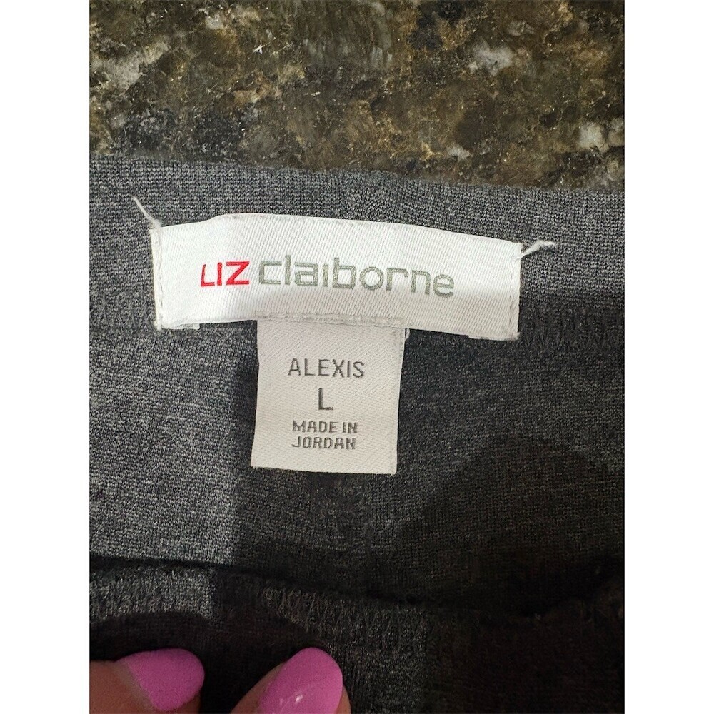 Liz Claiborne Alexis Pants Womens Size L Gray Pull-On Stretch Straight Leg - Picture 8 of 9